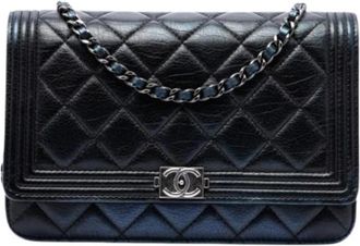 Chanel Pre-owned Boy Wallet on Chain - Dames - Vintage Schoudertas - Zwart - ONE Size - Leer - Vintage