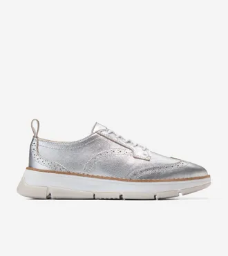 Cole Haan Womens ZER&Oslash;GRAND Rella Wingtip Oxford Shoes - Silver Size 5.5