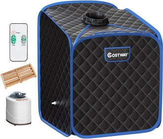 Costway Costway Sauna De Vapor Port&aacute;til, Tienda De Sauna Plegable De 2l Con Silla, 9 Niveles De Temperatura Ajustable, Fumigaci&oacute;n 1050w, Spa Individual, Desin