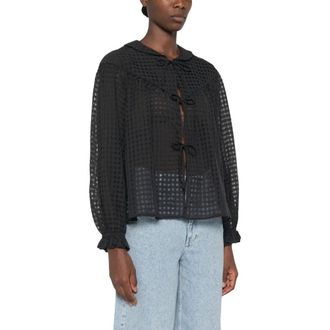 Stine Goya Gingham Tie-Front Blouse - female - Stine Goya - Blouses - Black - XS - Blouses & Shirts