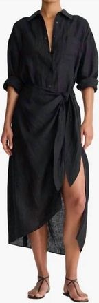 Apiece Apart Alessandra Sarong Shirt Dress In Black
