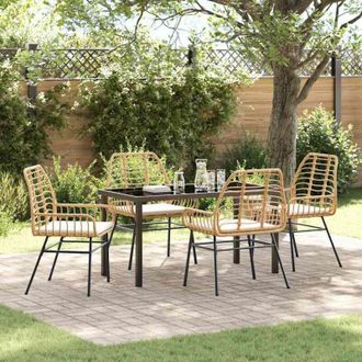vidaXL Vidaxl - Conjunto De Comedor De Jard&iacute;n 5 Pcs Marr&oacute;n Rat&aacute;n Sint&eacute;tico