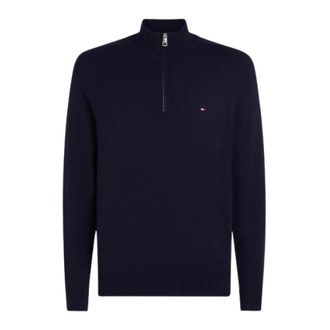Tommy Hilfiger Turtlenecks, male, Blue, Size: XL Demi-zip Sweater