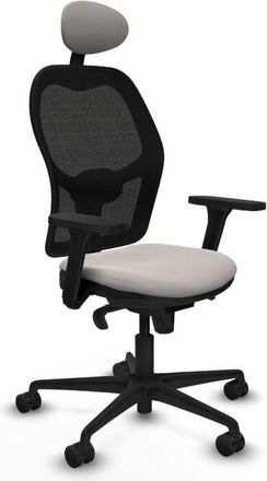 Piqueras y Crespo Piqueras Y Crespo - Jorquera Sincro Malla Negra Similpiel Blanco Brazos 3d Base Nailon Cabecero Fijo Ruedas 65mm Nailon