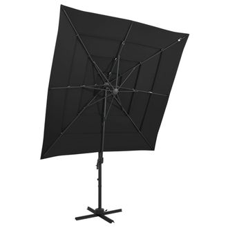 Berkfield Home 4-Tier Parasol with Aluminium Pole Black 250x250 cm