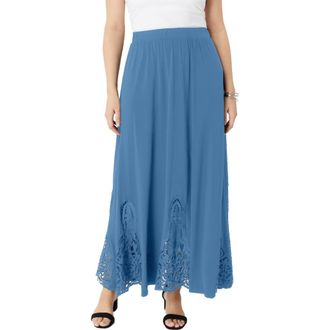 Roaman's Ultrasmooth Fabric Lace Maxi Skirt in Dusty Indigo at Nordstrom, Size 40
