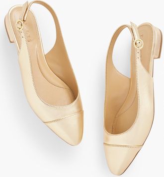 Talbots Edison Metallic Leather Slingback Flats - Gold - 6 1/2 M Talbots