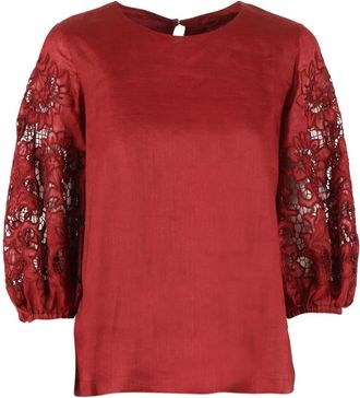 Max Mara Blouses, female, Red, Size: S Top Canottiera in Tes. Ordine