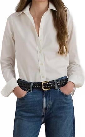 Ralph Lauren Classic Fit East Care Cotton Button Down Shirt In White
