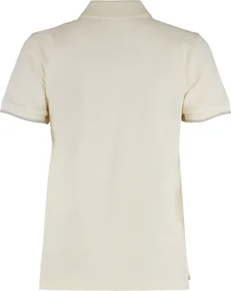 Moncler Womens Pique Cotton Polo With Logo White Tops