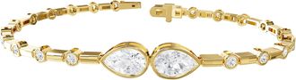 Diamond2Deal 18k Vermeil Plated Silver 2.5 ct Pear Cut Lab Grown Diamond Bangle Bracelet 7