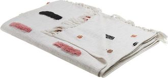 Beliani Manta De Algod&oacute;n Multicolor 130 X 180 Cm Abstracto Hecho A Mano Flecos Alappuzha