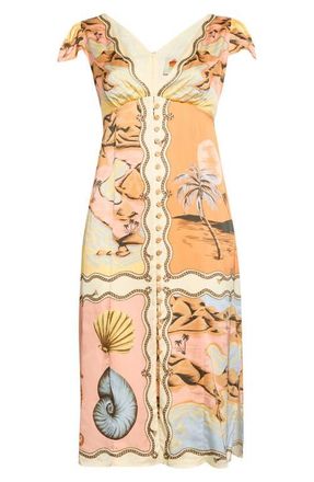 Farm Rio Rio Mixed Scarf Print Voile Dress in Beige at Nordstrom, Size Xx-Small