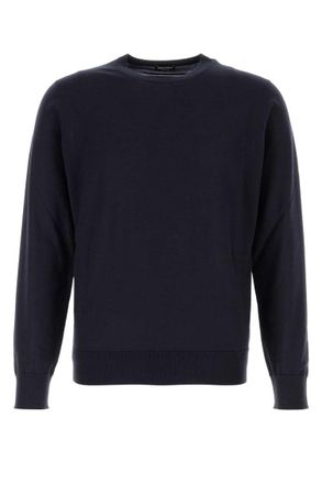 Ermenegildo Zegna Navy Blue Solid Sweaters
