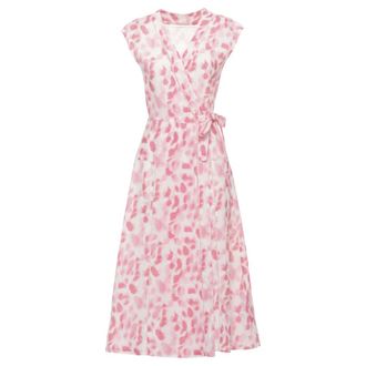 120% Lino Jurken Roze - Dames - Casual kleedjes - Veelkleurig - 2XL - Linnen - Kleedjes