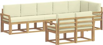 vidaXL Conjunto De Sof&aacute;s De Exterior 8 Uds. Blanco Y Crema Poli&eacute;ster Vidaxl