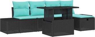 vidaXL Set Divano Da Giardino 6 Pz Nero Polyrattan Vidaxl