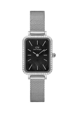 Daniel Wellington Womens DW00100667 Ladies Quadro Black Lumine Silver 20mm Watch - One Size