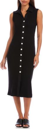 Karen Kane Sleeveless Knit Button-Up Midi Dress in Black at Nordstrom, Size X-Large