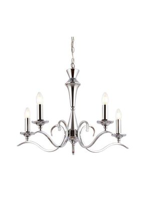 Netlighting Kora 5 Light Multi Arm Ceiling Pendant Candle Chrome E14 in Grey