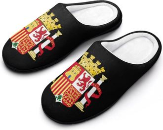 Generic Coat of Arms of Spain Funny Mens Cotton Slippers Soft Non-Slip Rubber Sole House Slipper Indoor Outdoor