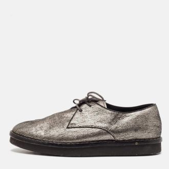 Tod's Tods Metallic Bronze Leather Platform Lace Up Oxfords