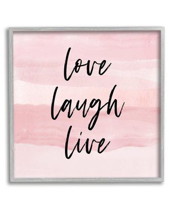 Stupell Industries Pink Love Laugh Live Phrase Framed Giclee Wall Art By Martina Pavlova