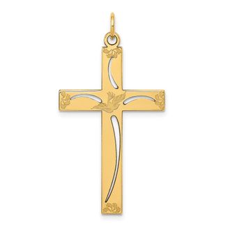 Diamond2Deal 14k Yellow Gold Laser Designed Cross Pendant