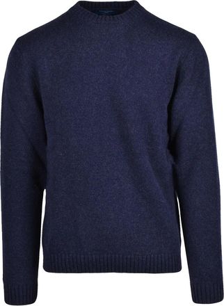 Daniele Fiesoli Classic Crewneck Sweater In Deep Blue Merino Wool