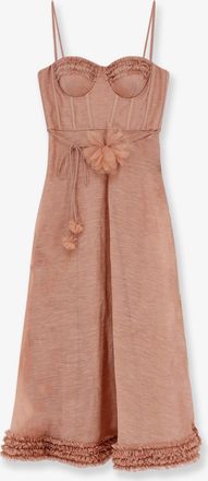Zimmermann Vestito midi Luna in misto seta e lino - ZIMMERMANN - gender_Woman