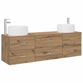 vidaXL Juego De Muebles De Ba&ntilde;o 3 Uds. Roble Artisan Vidaxl