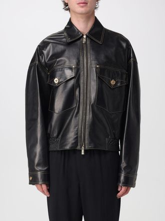 Versace Shirt-Style Jacket in Lambskin Leather with Flap Pockets
