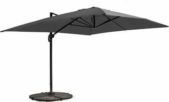 Oviala Parasol Exc&eacute;ntrico 3x4m Antracita Giratorio + 4 Losas Base