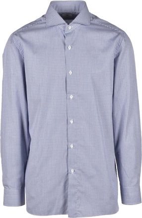 LUIGI BORRELLI NAPOLI Overhemd - Heren - Casual Overhemden - Blauw - M - Katoen - Overhemden
