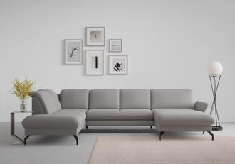 Sit&more Wohnlandschaft »Fashion U-Form« wahlweise mit Kopfteilverstellung, Vorziehsitz, motorisch, Metallfüsse