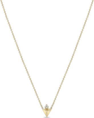 Zoë Chicco 14K Gold Diamond Pyramid Pendant Necklace in 14K Yellow Gold at Nordstrom, Size 16
