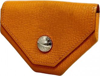 Hermès Orange Chevre Myzore Leather Coin Purse/Coin Case (Pre-Owned)