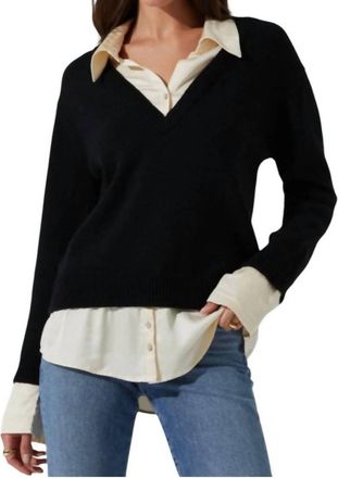Astr Jianna Layered Sweater In Black/cream