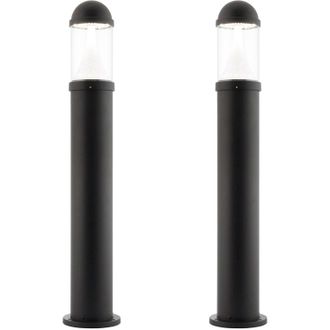 Loops 2 PACK Outdoor Bollard Post Light - 20W CCT LED Module - Textured Black Finish