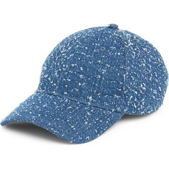 Rag & Bone Harlow Denim Baseball Cap in Mid Tweed Blue at Nordstrom