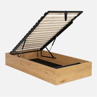 Sweeek Letto contenitore con rete a doghe 90x190cm decorazione legno