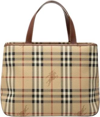 Burberry Pre-owned Handbags, female, Brown, Size: ONE SIZE Pre-owned Haymarket Check Tote
