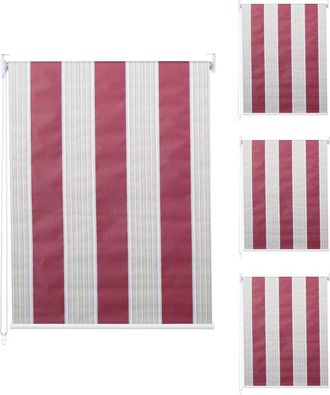 Hhg Set De 4 Estores Enrollables Hhg 338, Estor Enrollable De Ventana De Tracci&oacute;n Lateral, 100x160cm Protecci&oacute;n Solar Opaca, Rojo/blanco/beige