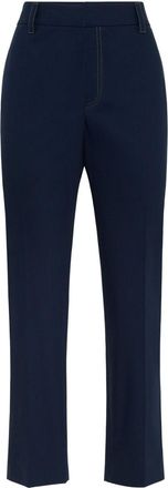 Brunello Cucinelli Monili chain-embellished straight trousers - women - Cotton/Spandex/Elastane - 34 - Blue