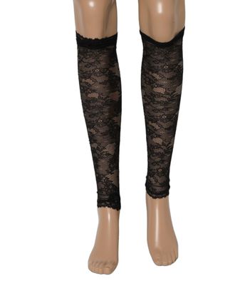 Dolce & Gabbana Floral Lace Nylon Stretch Knee Socks - Black