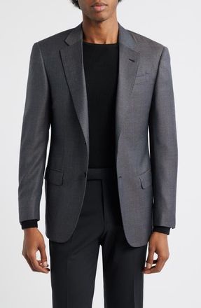 Emporio Armani Grey Wool Herringbone Sport Coat in Solid Medium Grey at Nordstrom, Size 44 Us