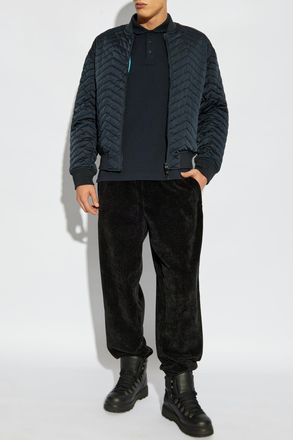 Emporio Armani Long-sleeved Polo, Mens, Navy Blue
