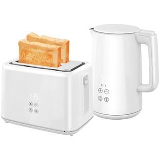 HOMCOM 1.5L 3000W Fast Boil Electric Kettle and 2 Slice Toaster Set - Black | TJ Hughes Cream