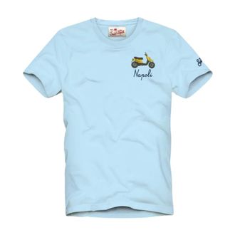 MC2 Saint Barth T-Shirts, male, Blue, Size: 2XL Portofino Cotton Front Print T-Shirt