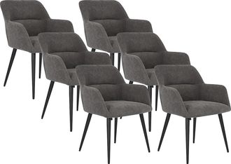 Vente-Unique Juego de 6 sillas HEKA - Con brazos - Tela y metal - Gris
